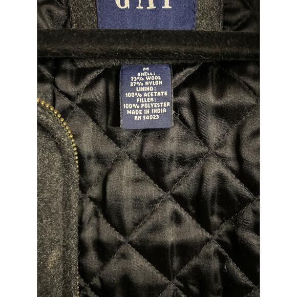 Men’s Charcoal Gray Wool Blend Zip Jacket Medium Lined GAP Classic Style Y2k - Picture 9 of 9